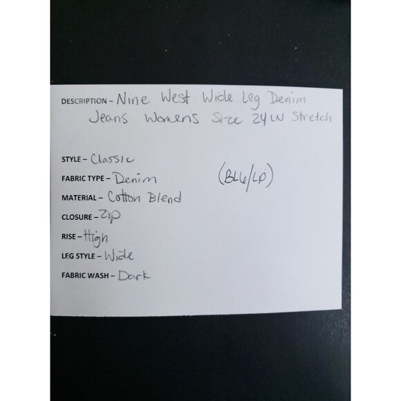 Nine West Womens Wide Leg Denim Jeans Size 24W Stretch Cotton Blend Blue - Picture 11 of 11